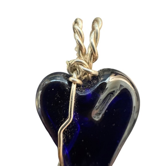 Blue Stone Heart Wired Handcrafted Pendant Silver - Picture 6 of 9